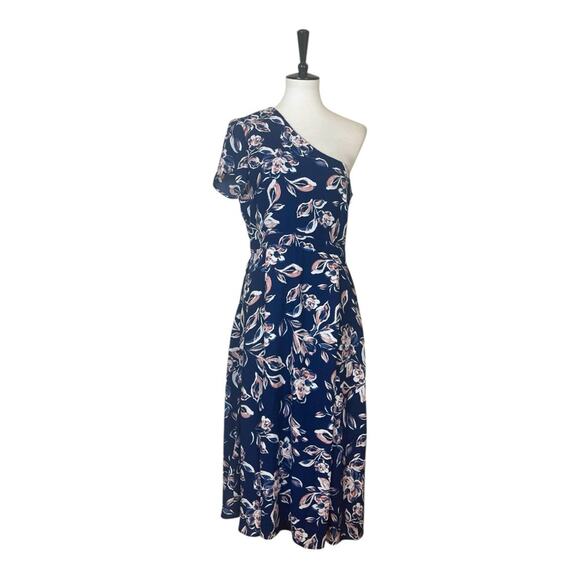 Charles Henry New Dress One Shoulder Midi Blue Pink Floral Women’s Size Large - Picture 3 of 16